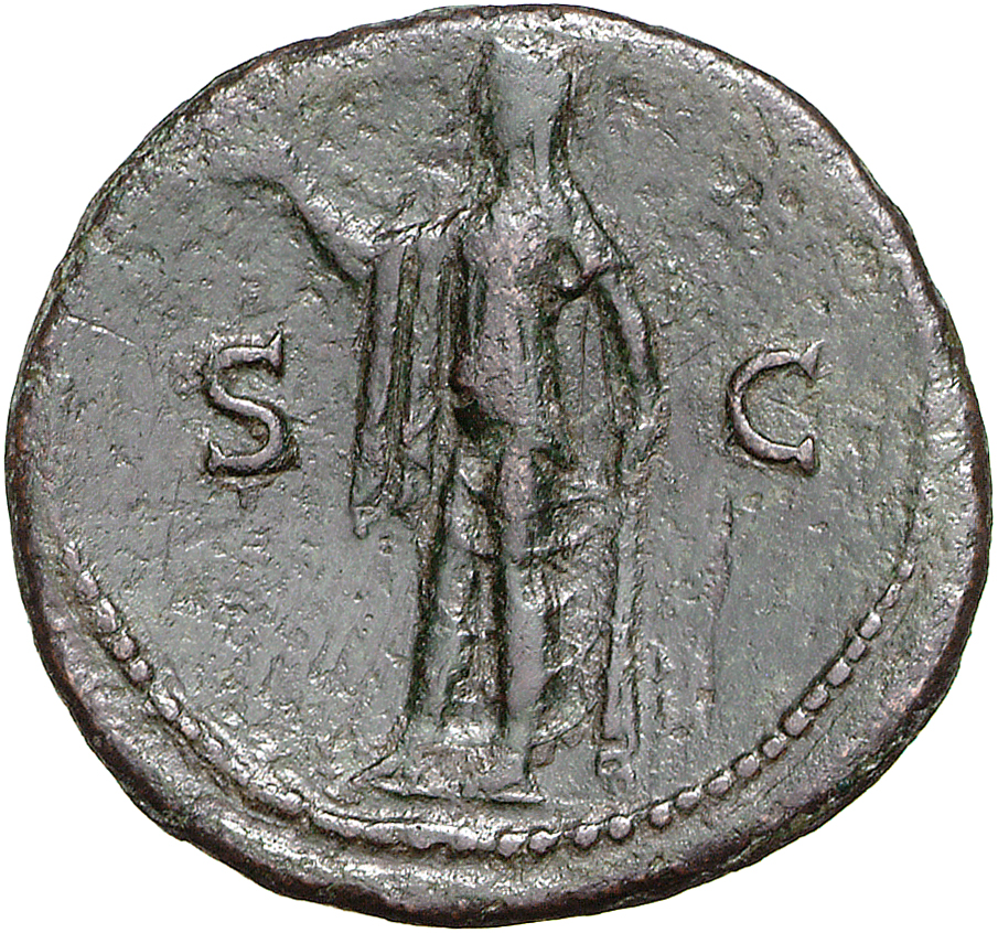 RIC II, Part 1 (second edition) Vespasian 1290 Vespasian reverse, Spes standing, left holding flower in right and raising ...