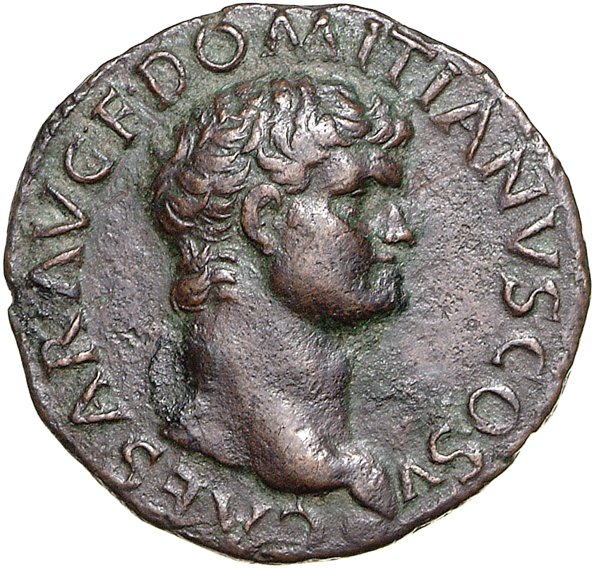 RIC II, Part 1 (second edition) Vespasian 1292 Vespasian obverse, Head of Domitian, bare, right; globe at point of neck