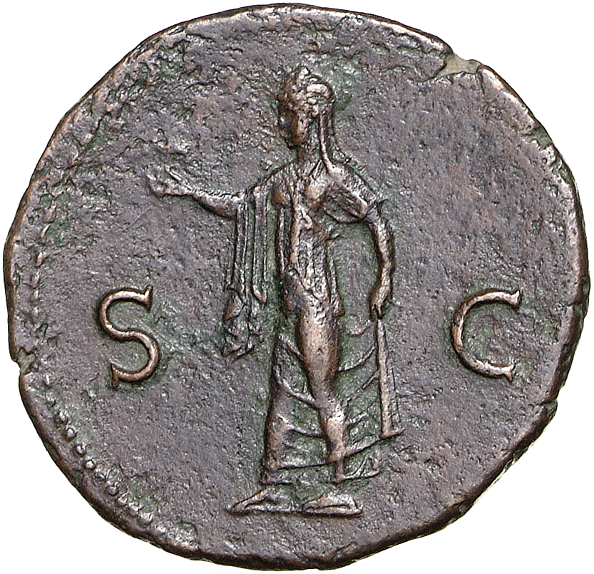 RIC II, Part 1 (second edition) Vespasian 1292 Vespasian reverse, Spes standing, left holding flower in right and raising ...