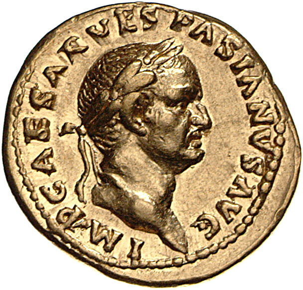 RIC II, Part 1 (second edition) Vespasian 1315 Vespasian obverse, Head of Vespasian, laureate, right
