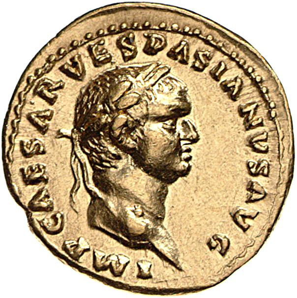 Vespasian obverse — Head of Vespasian, laureate, right