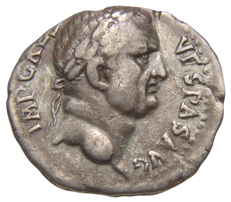 Vespasian obverse — Head of Vespasian, laureate, right