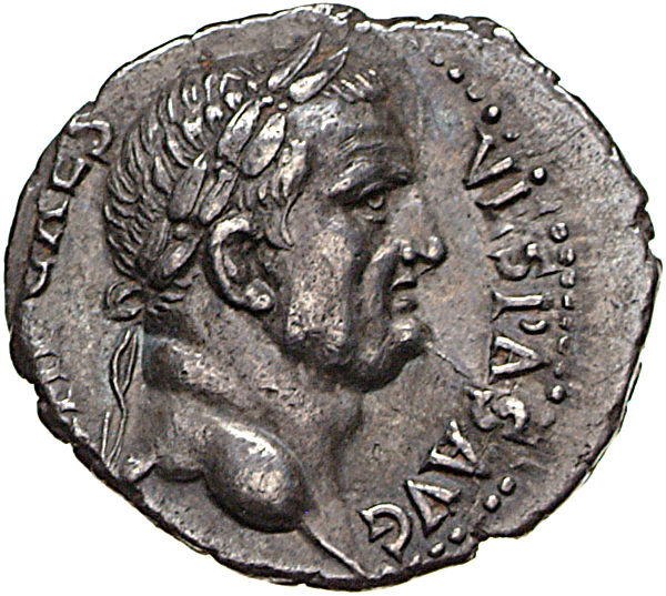 RIC II, Part 1 (second edition) Vespasian 1397 Vespasian obverse, Head of Vespasian, laureate, right