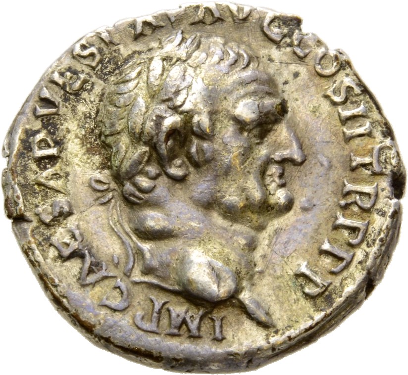 Vespasian obverse — Head of Vespasian, laureate, right
