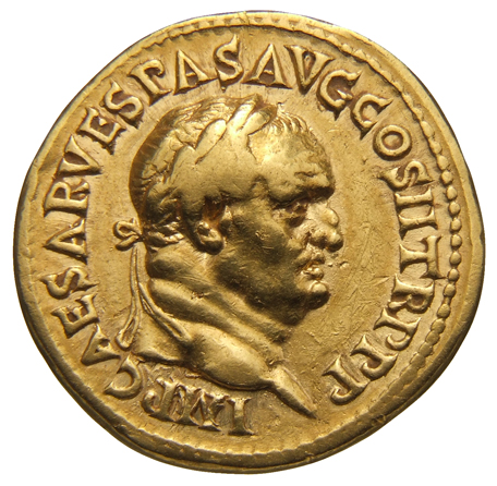 Vespasian obverse — Head of Vespasian, laureate, right