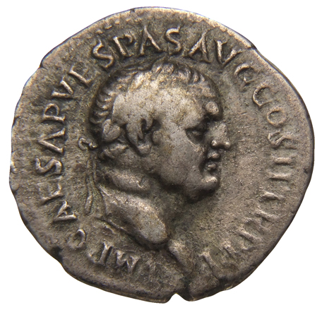 Vespasian obverse — Head of Vespasian, laureate, right