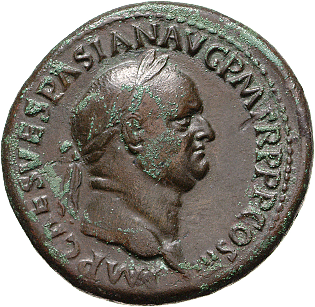 Vespasian obverse — Head of Vespasian, laureate, right