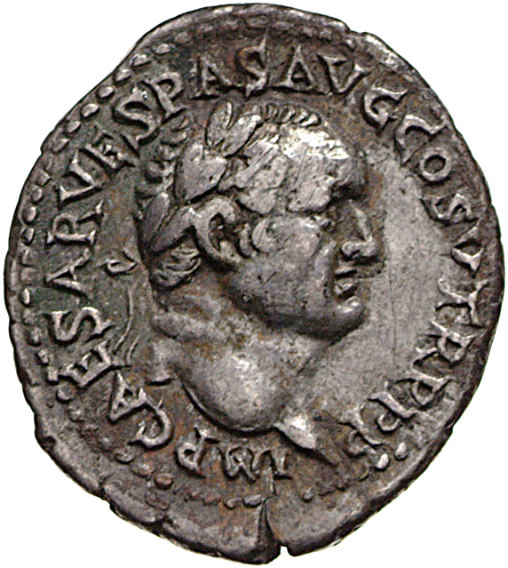 Vespasian obverse — Head of Vespasian, laureate, right
