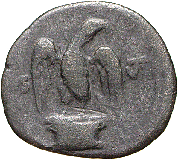 Vespasian reverse — Eagle standing front on garlanded altar, wings spread, head right