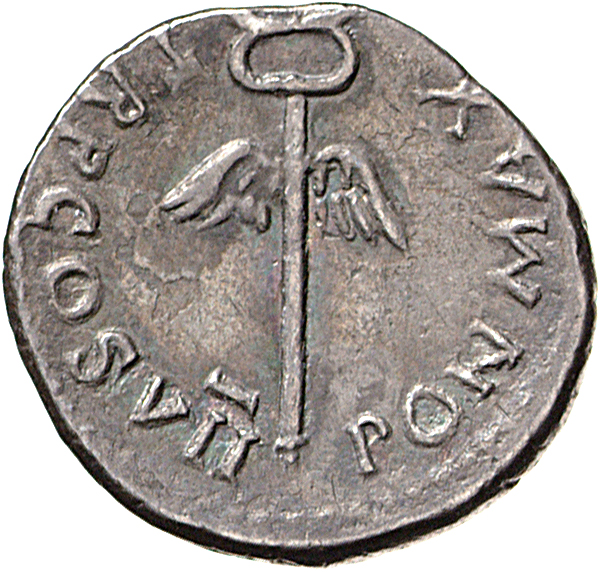 Vespasian reverse — Winged caduceus upright