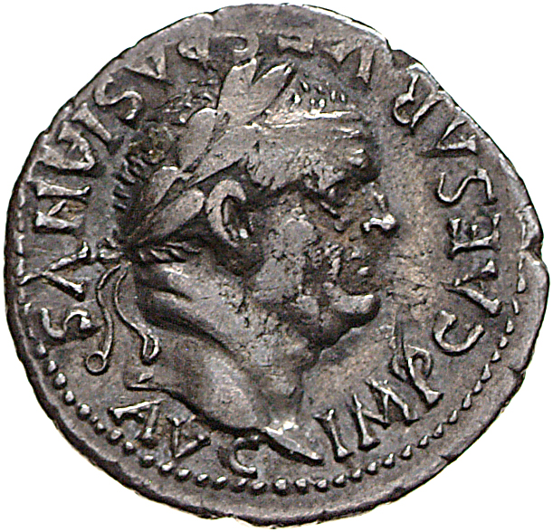 Vespasian obverse — Head of Vespasian, laureate, right
