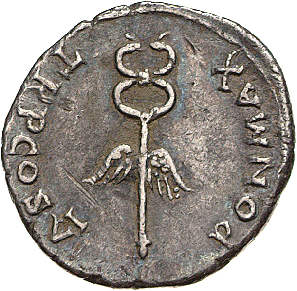RIC II, Part 1 (second edition) Vespasian 1486 Vespasian reverse, Winged caduceus upright