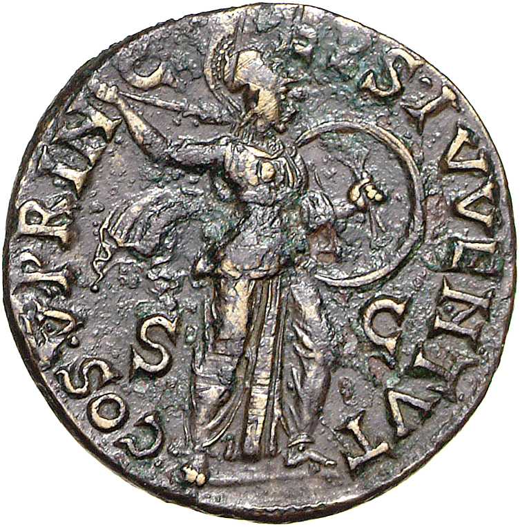 RIC II, Part 1 (second edition) Vespasian 1517 Vespasian reverse, Minerva advancing right, holding spear and shield