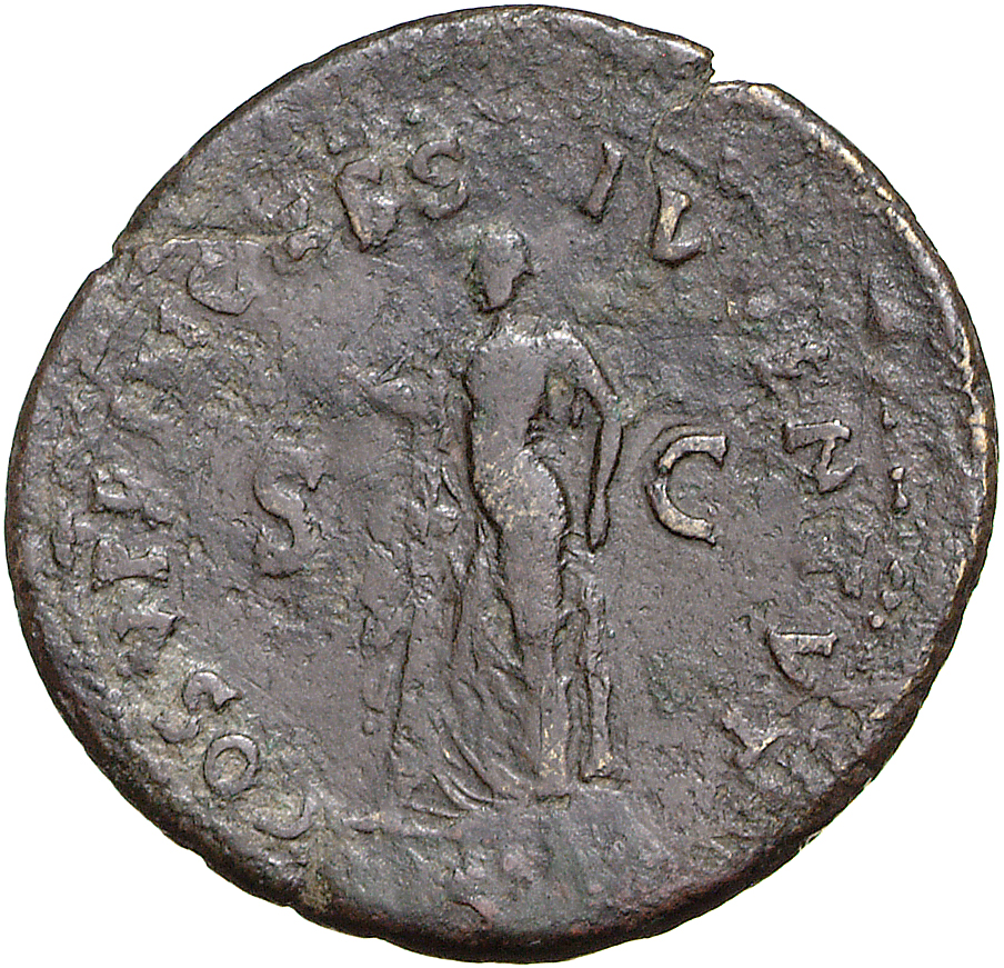RIC II, Part 1 (second edition) Vespasian 1519 Vespasian reverse — Spes standing, left holding flower in right and raising...