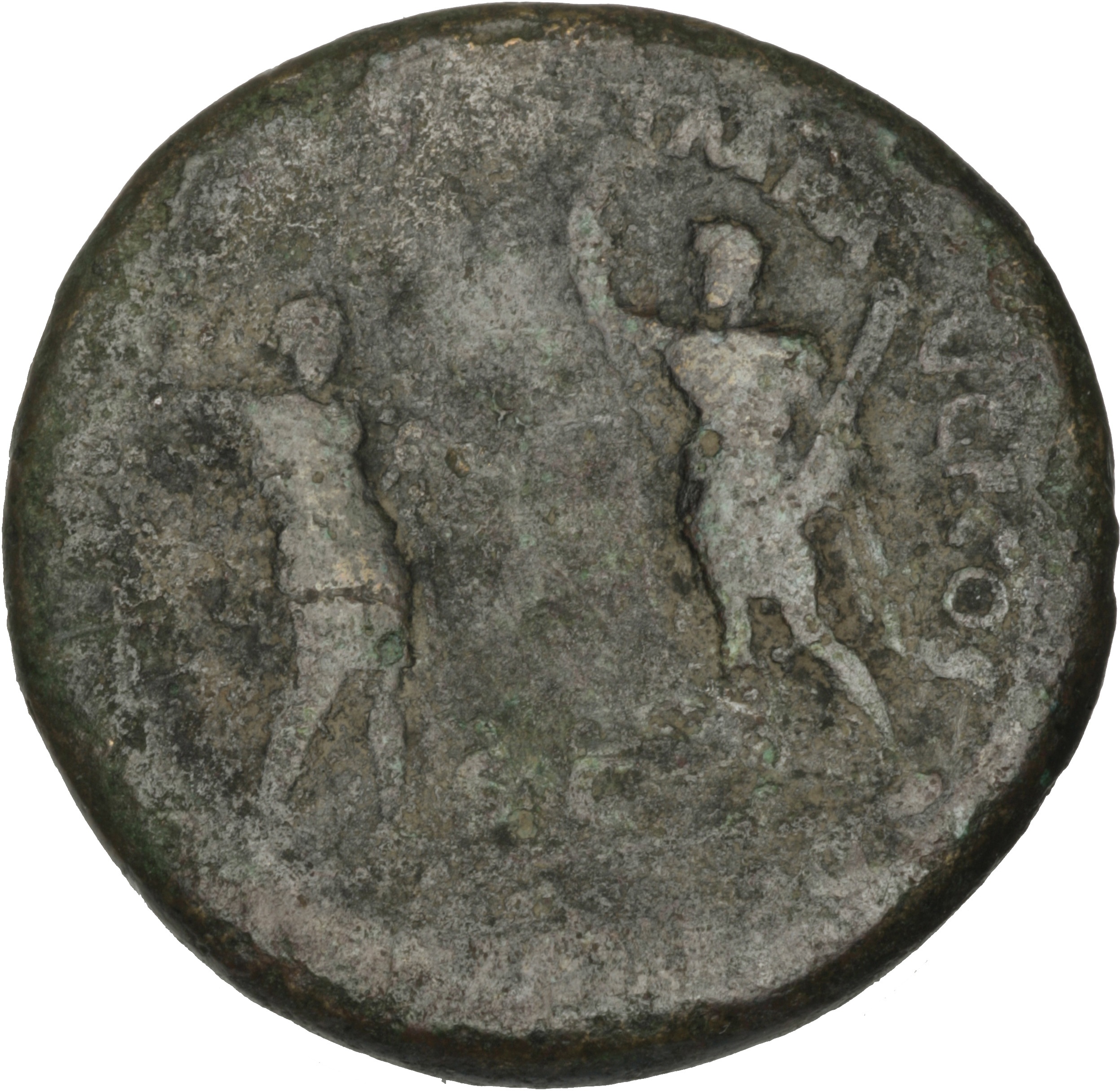 RIC II, Part 1 (second edition) Vespasian 153 Vespasian reverse, Titus and Domitian, standing left and right, both holding...