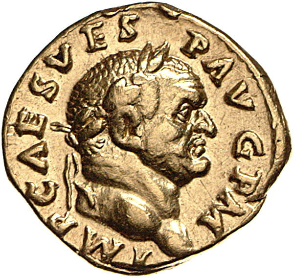 Vespasian obverse — Head of Vespasian, laureate, right