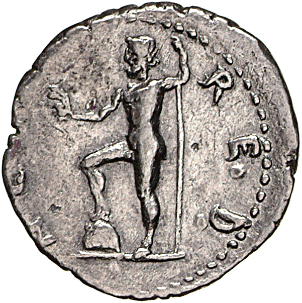 RIC II, Part 1 (second edition) Vespasian 1555 Vespasian reverse, Neptune standing left, resting right foot on globe, hold...