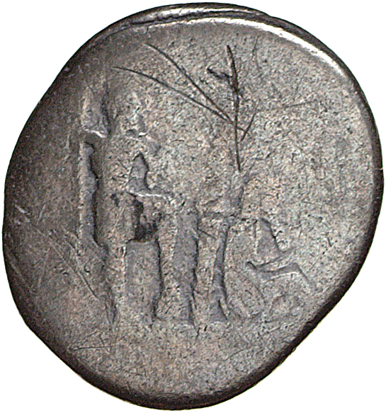 RIC II, Part 1 (second edition) Vespasian 1562 Vespasian reverse — Titus standing right, holding spear and parazonium, res...
