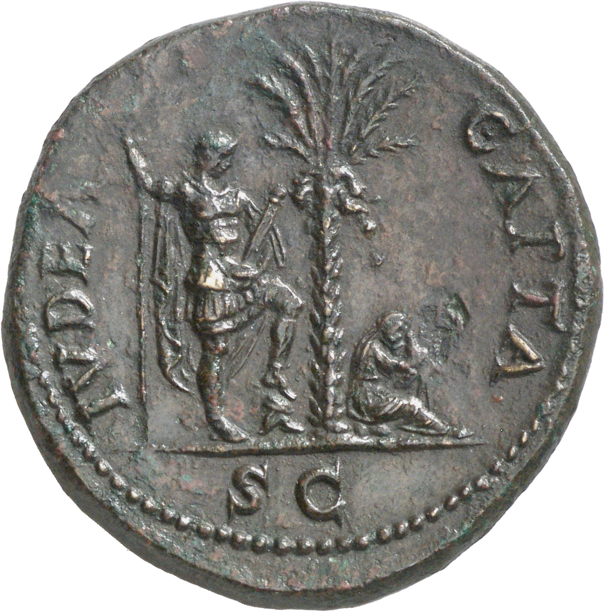 RIC II, Part 1 (second edition) Vespasian 168 Vespasian reverse, Vespasian, in military dress, standing right, holding spe...