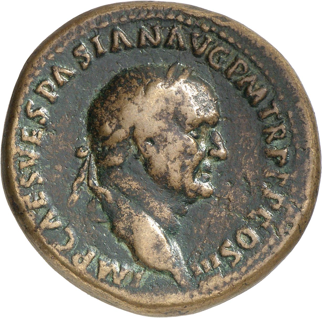 RIC II, Part 1 (second edition) Vespasian 168 Vespasian obverse, Head of Vespasian, laureate, right