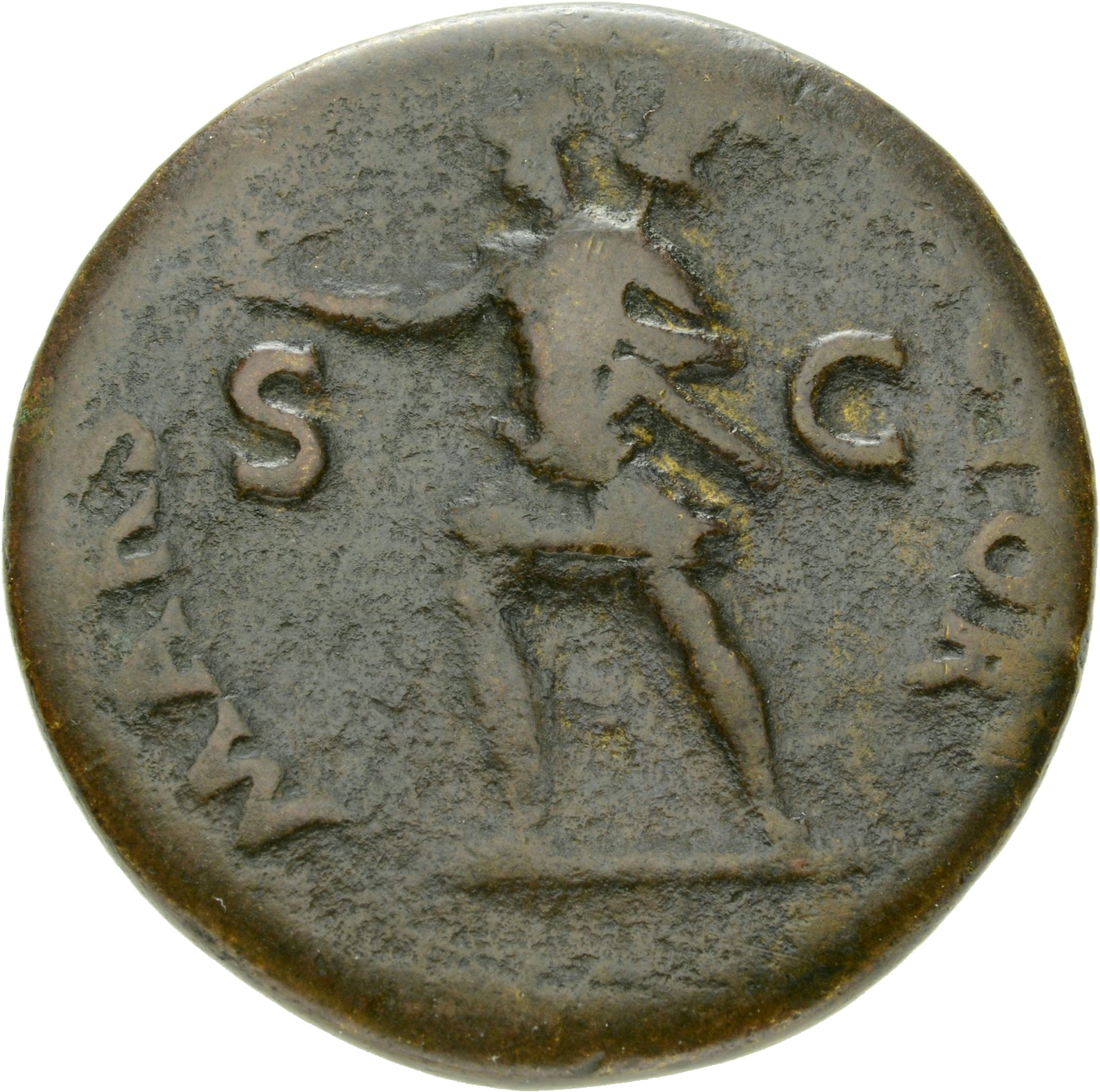 RIC II, Part 1 (second edition) Vespasian 175 Vespasian reverse, Mars, in military dress, advancing left, holding Victory ...