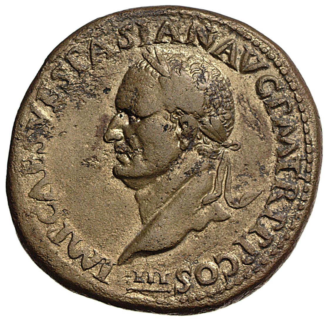 RIC II, Part 1 (second edition) Vespasian 179 Vespasian obverse, Head of Vespasian, laureate, right