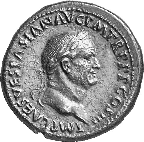 RIC II, Part 1 (second edition) Vespasian 181 Vespasian obverse, Head of Vespasian, laureate, right