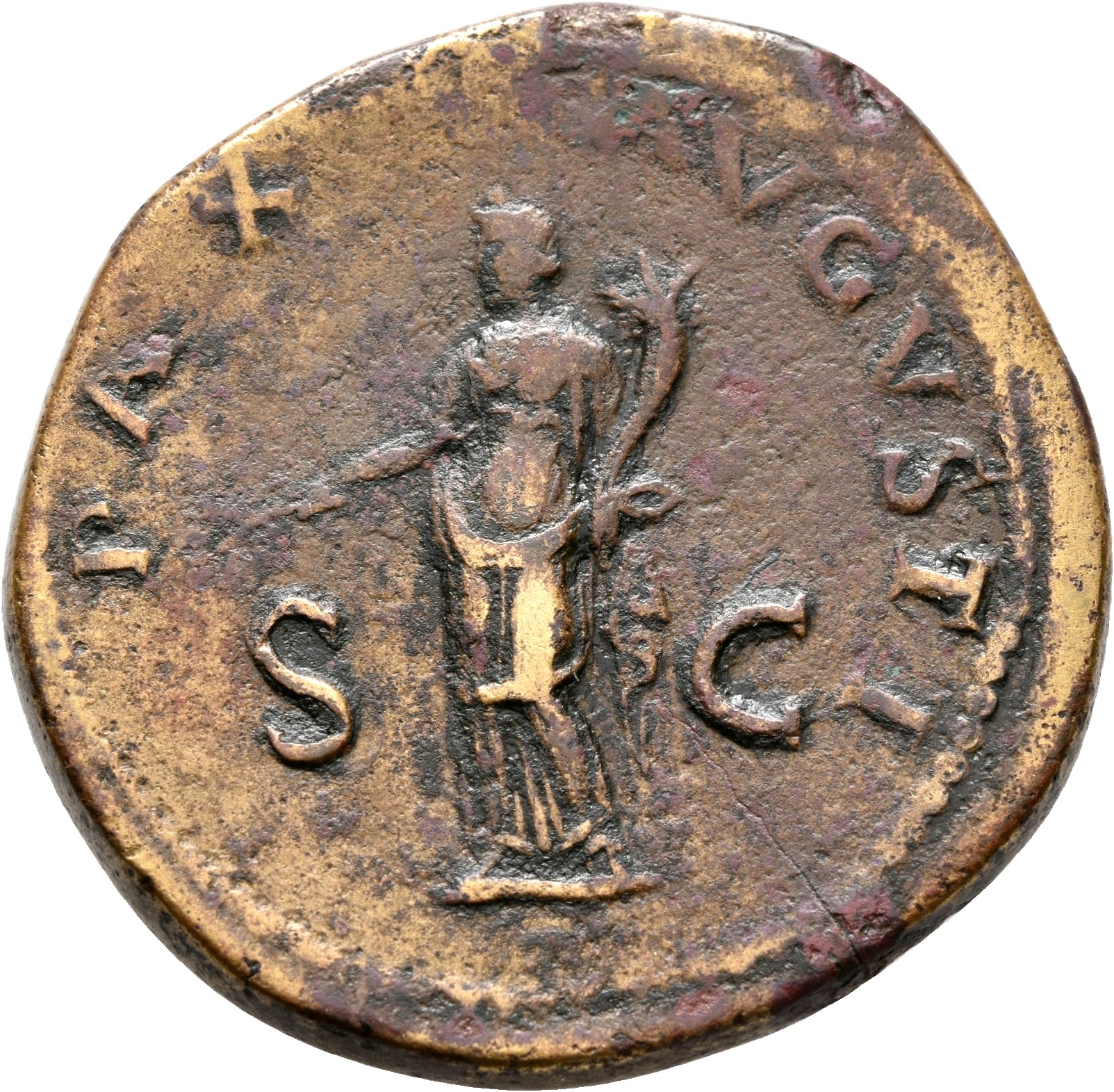 RIC II, Part 1 (second edition) Vespasian 181 Vespasian reverse, Pax standing left, holding branch and cornucopiae