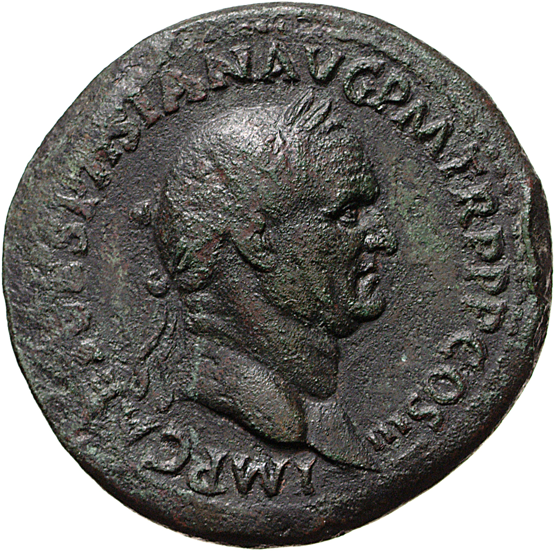 RIC II, Part 1 (second edition) Vespasian 186 Vespasian obverse, Head of Vespasian, laureate, right
