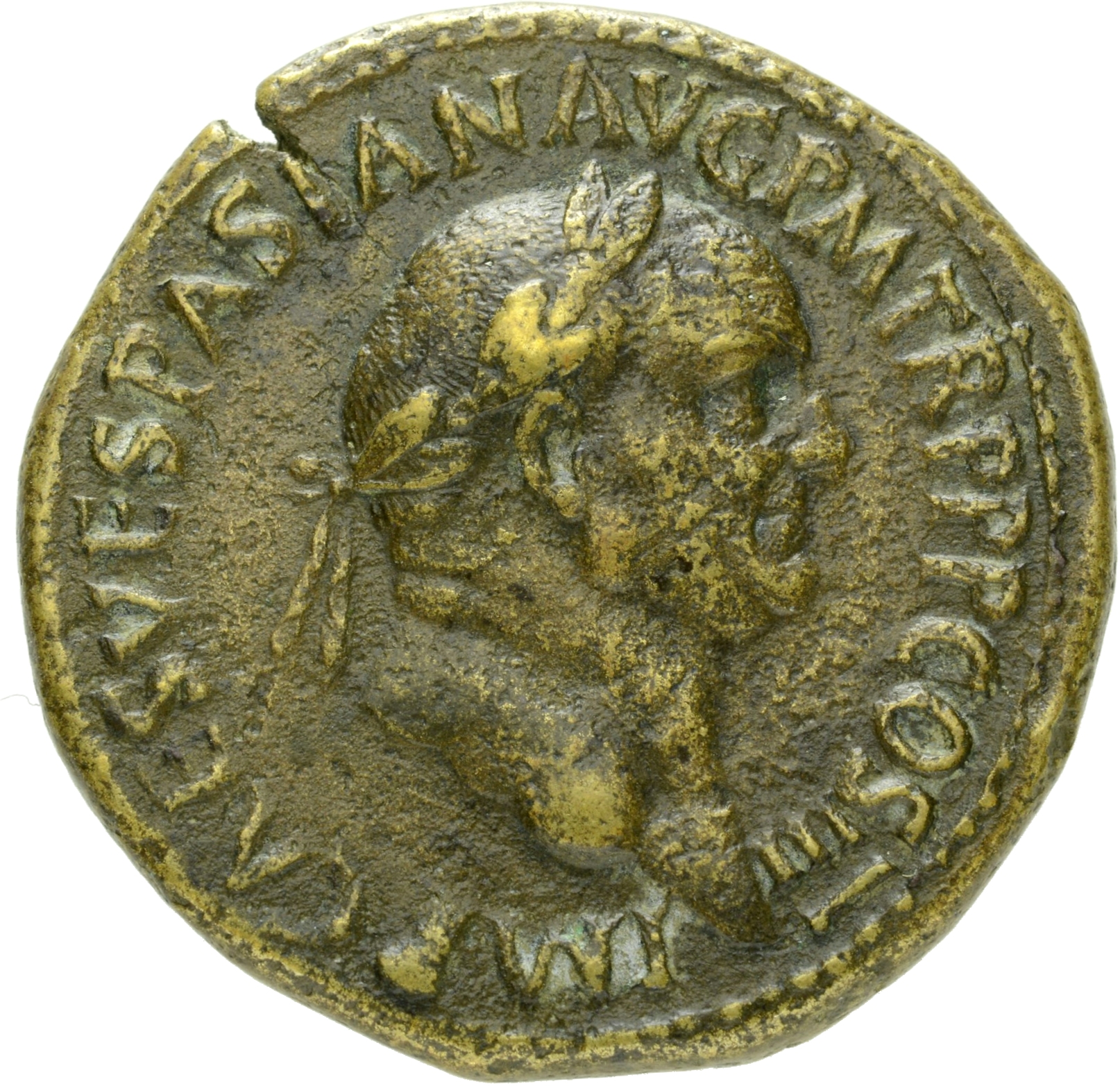 RIC II, Part 1 (second edition) Vespasian 190 Vespasian obverse, Head of Vespasian, laureate, right