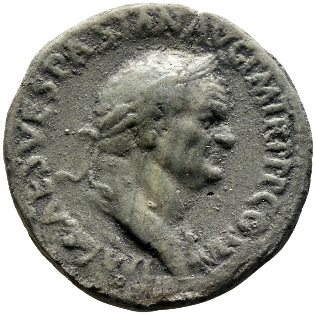 RIC II, Part 1 (second edition) Vespasian 195 Vespasian obverse, Bust of Vespasian, laureate, draped on left shoulder, right