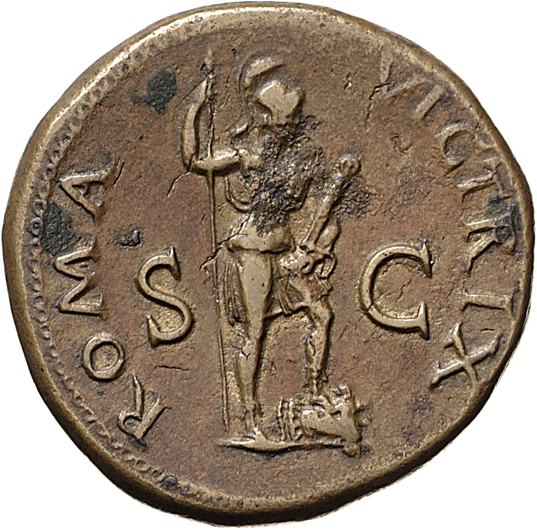 RIC II, Part 1 (second edition) Vespasian 196 Vespasian reverse, Roma standing right, foot on cuirass, holding spear and p...