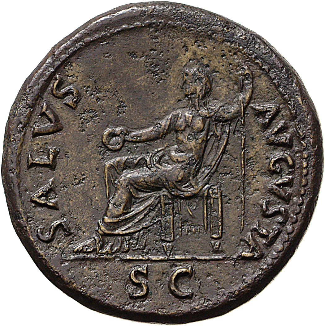 RIC II, Part 1 (second edition) Vespasian 197 Vespasian reverse, Salus seated left, holding patera and sceptre