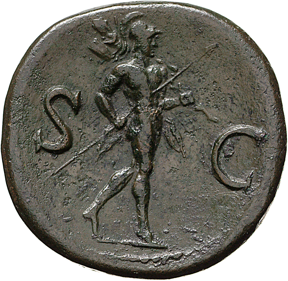 RIC II, Part 1 (second edition) Vespasian 202 Vespasian reverse, Mars advancing right, holding spear and trophy