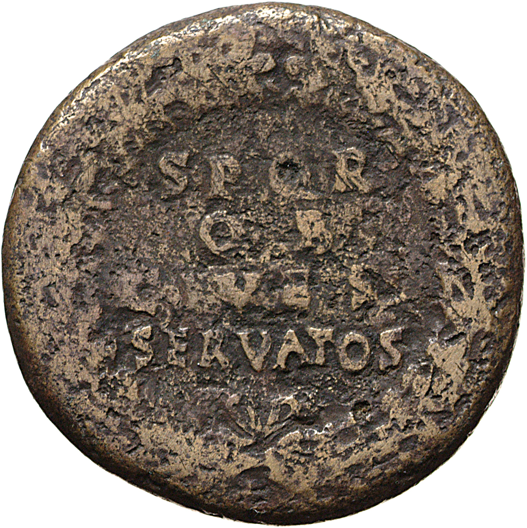 RIC II, Part 1 (second edition) Vespasian 211 Vespasian reverse, Legend in four lines in oak-wreath