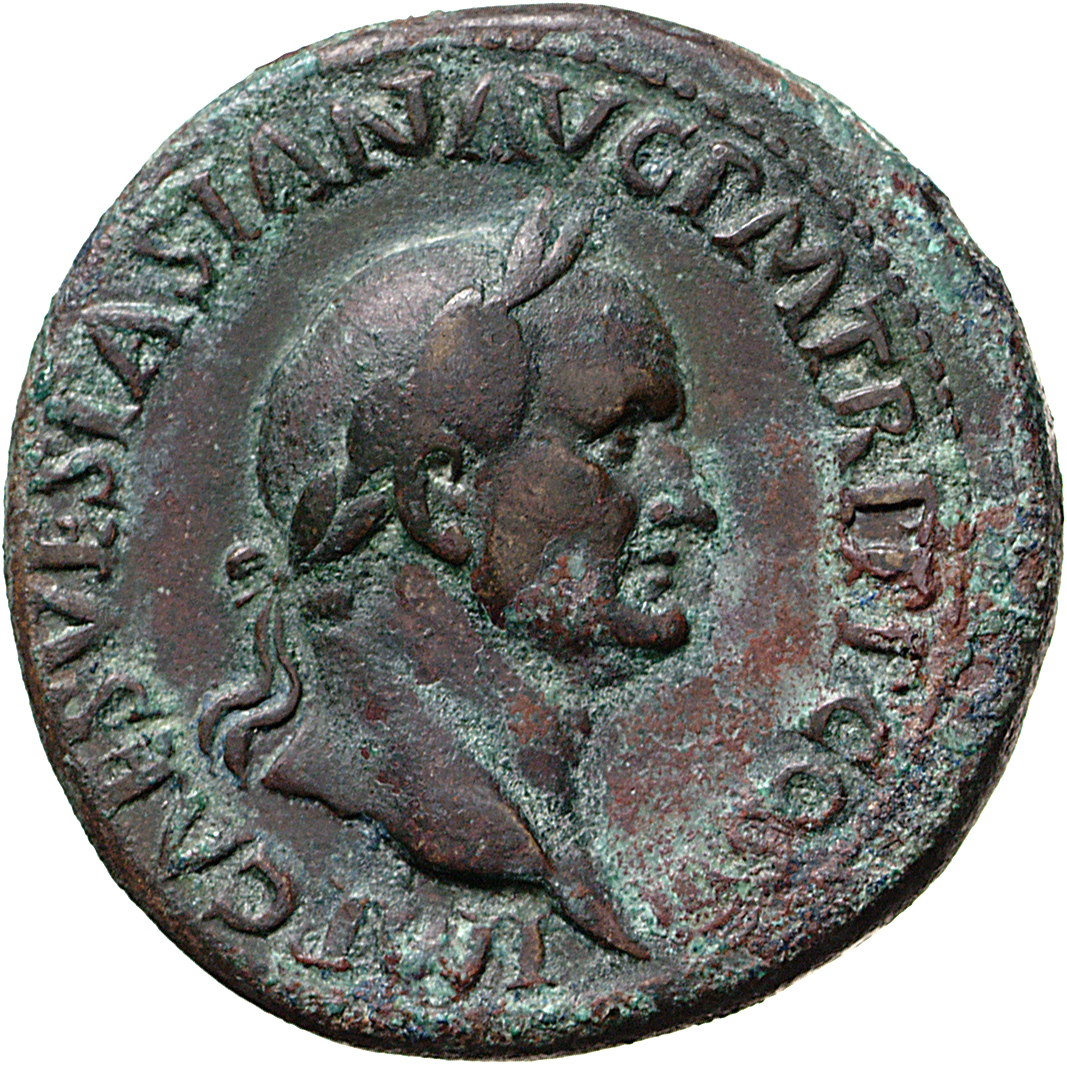 RIC II, Part 1 (second edition) Vespasian 212 Vespasian obverse, Head of Vespasian, laureate, right