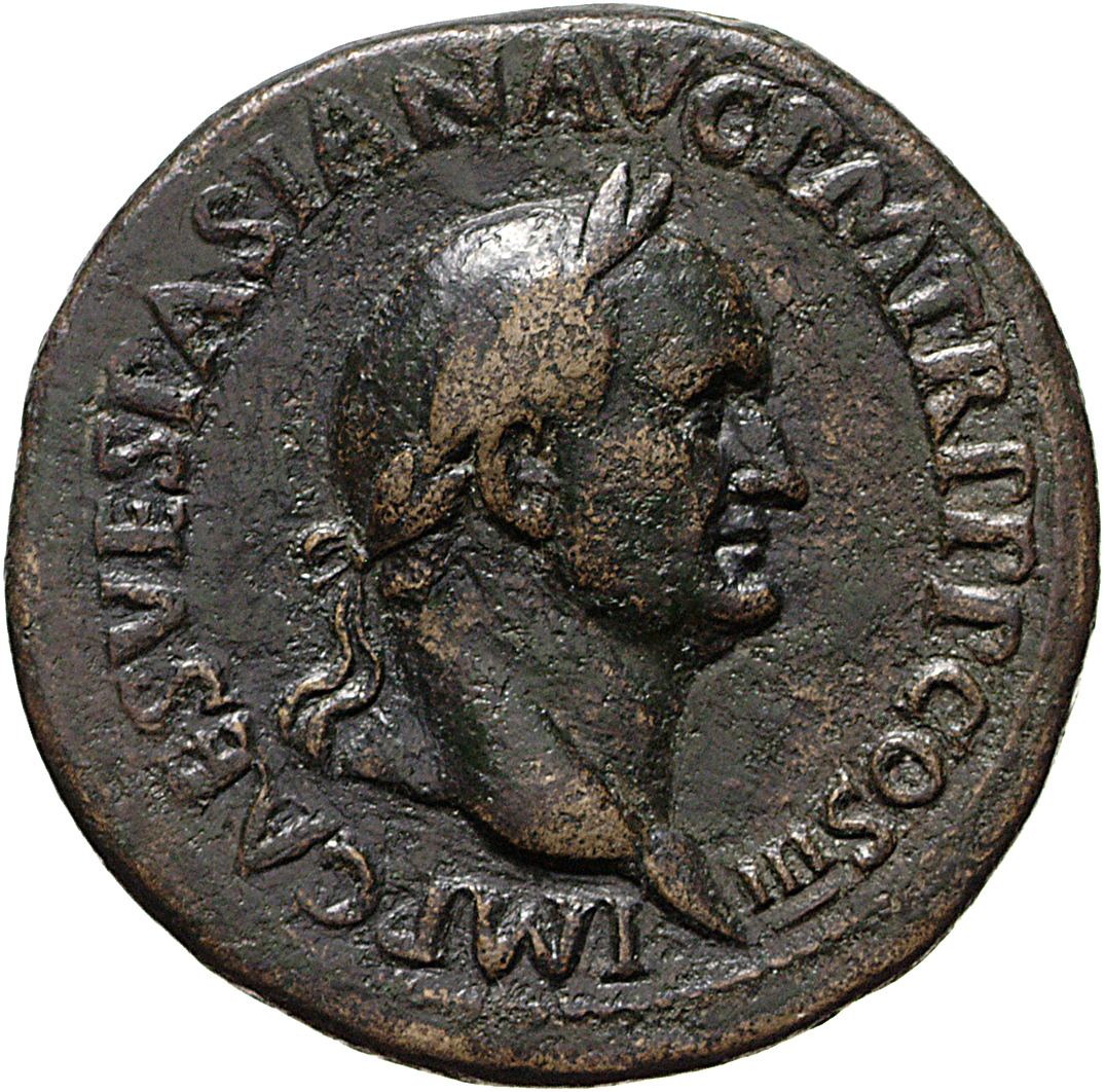 RIC II, Part 1 (second edition) Vespasian 217 Vespasian obverse, Head of Vespasian, laureate, right