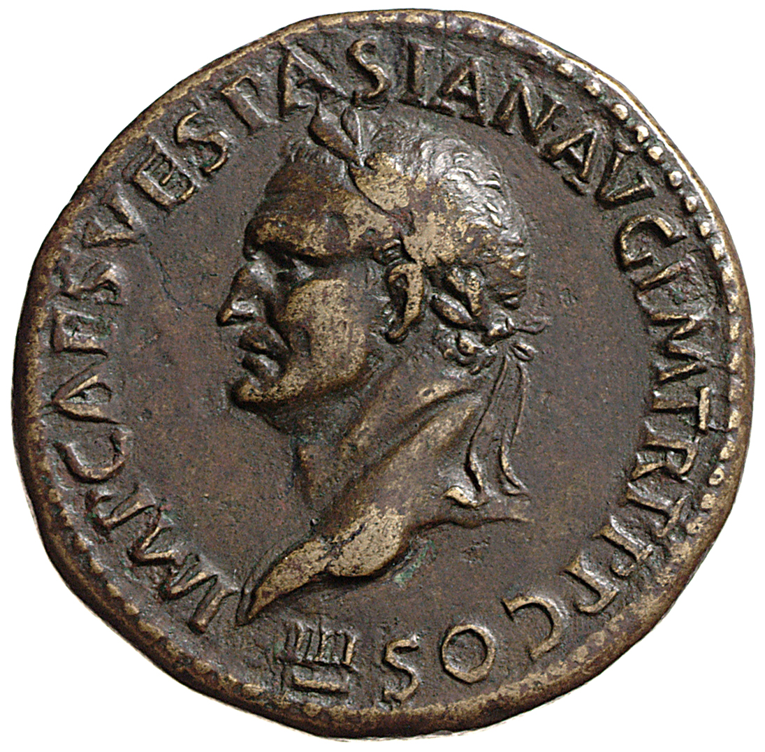 RIC II, Part 1 (second edition) Vespasian 220 Vespasian obverse, Head of Vespasian, laureate, left