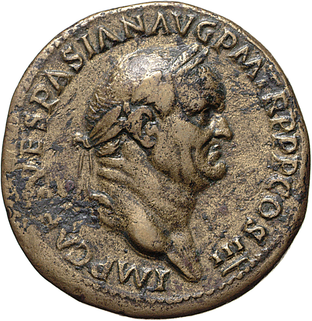 Vespasian obverse — Head of Vespasian, laureate, right