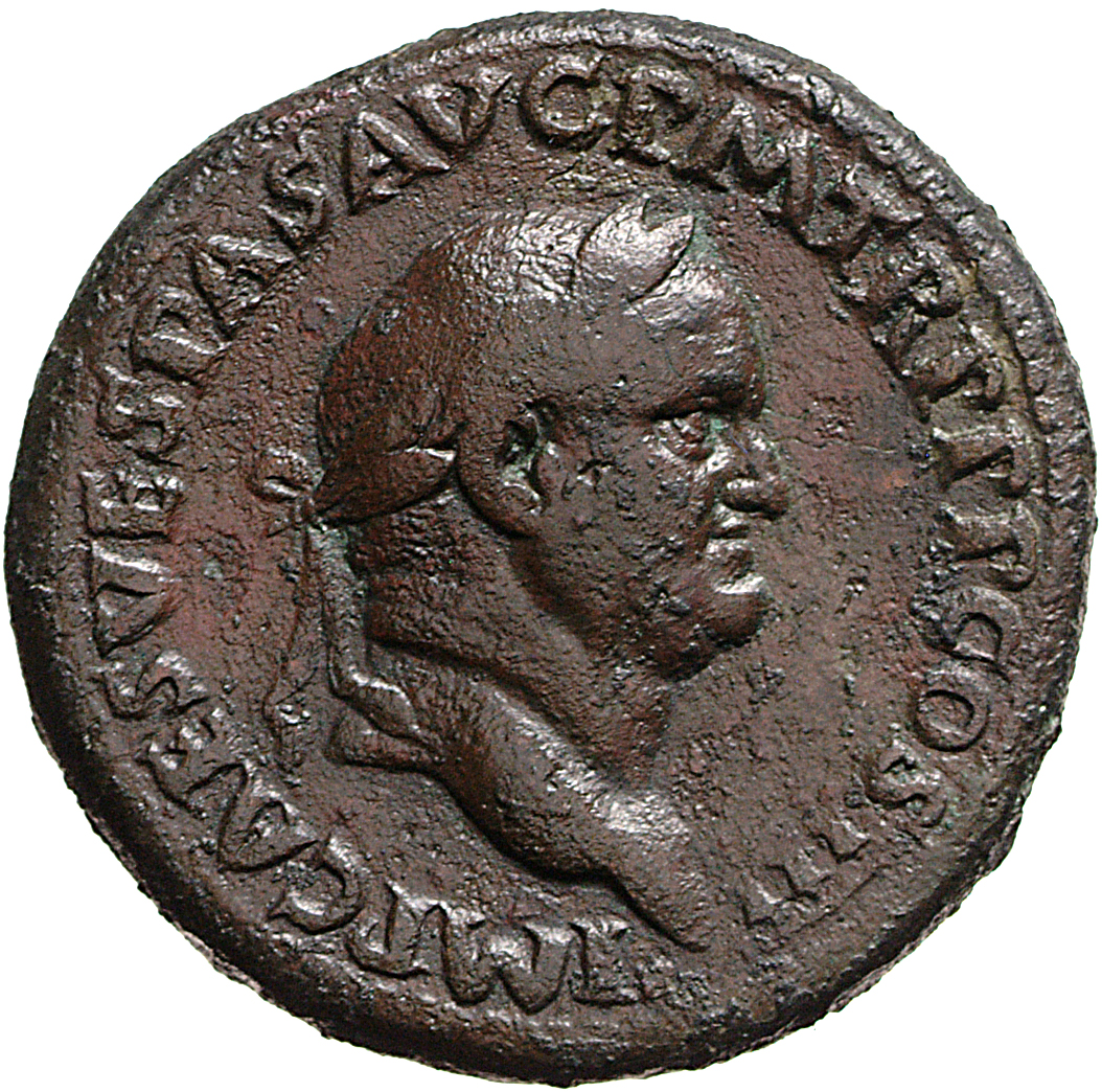 RIC II, Part 1 (second edition) Vespasian 227 Vespasian obverse, Head of Vespasian, laureate, right