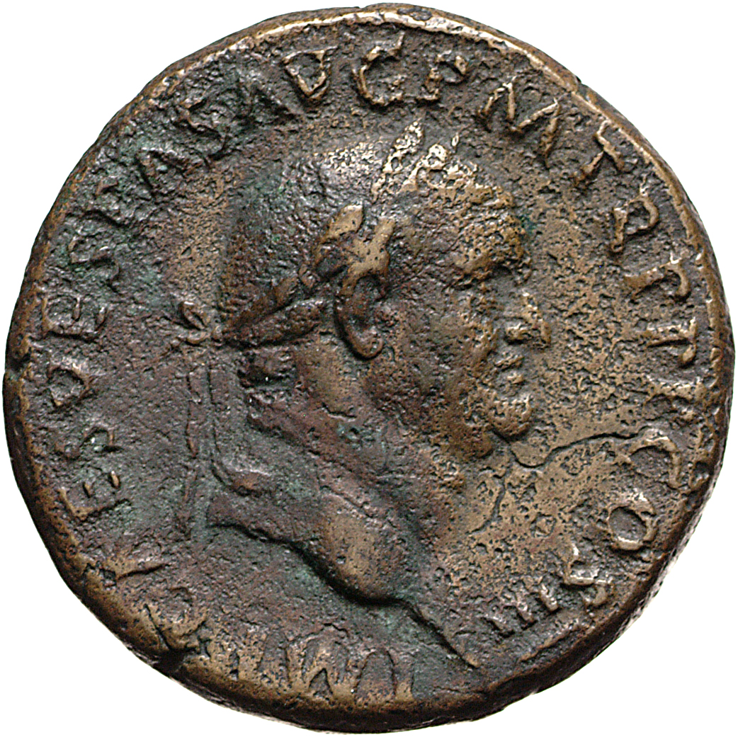 RIC II, Part 1 (second edition) Vespasian 228 Vespasian obverse, Head of Vespasian, laureate, right