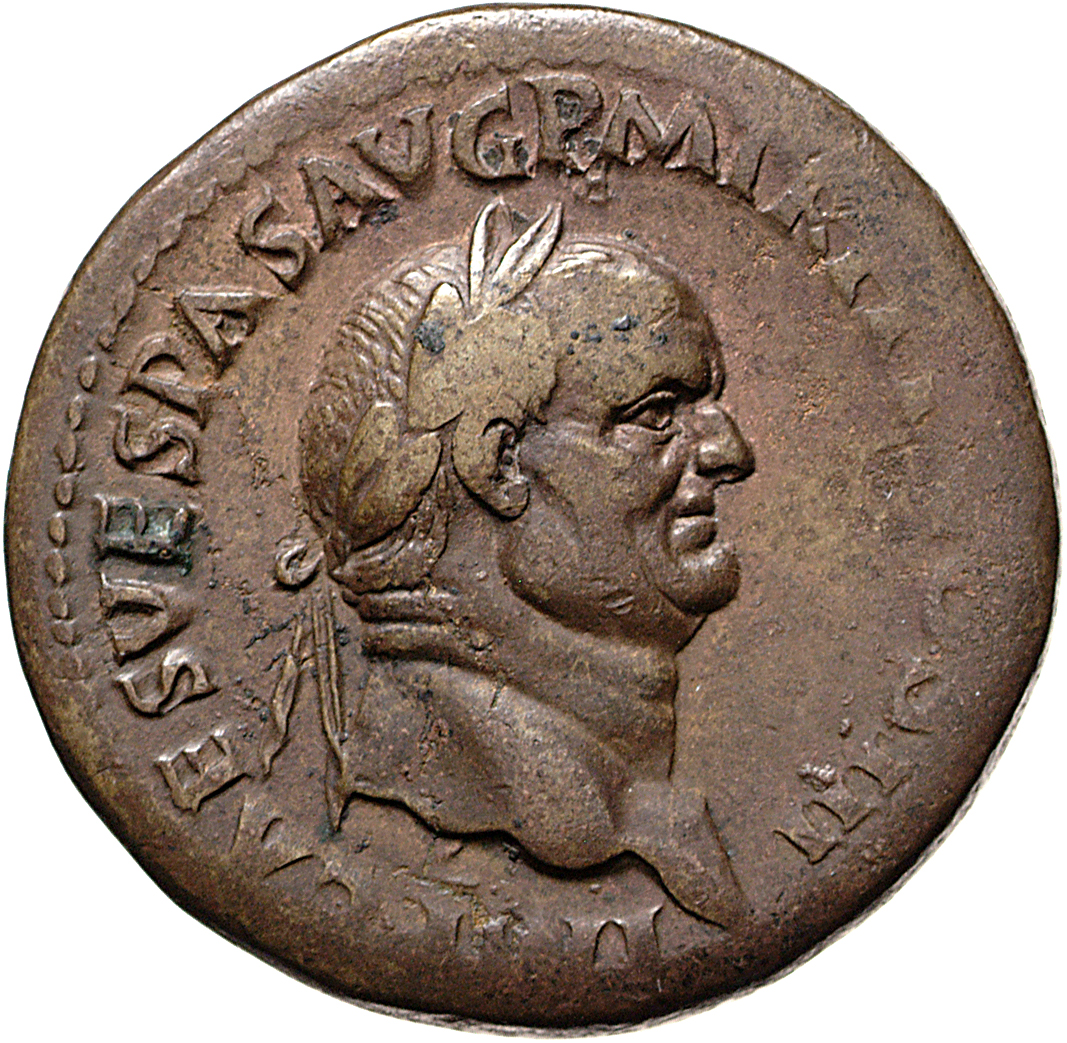 RIC II, Part 1 (second edition) Vespasian 230 Vespasian obverse, Head of Vespasian, laureate, right