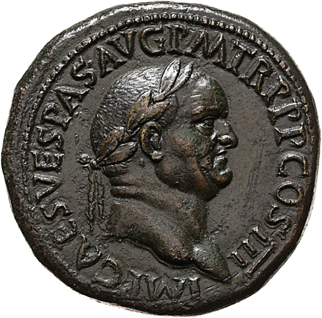 RIC II, Part 1 (second edition) Vespasian 232 Vespasian obverse, Head of Vespasian, laureate, right