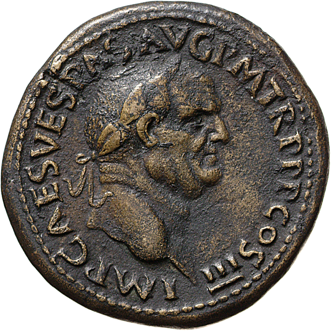 RIC II, Part 1 (second edition) Vespasian 233 Vespasian obverse, Head of Vespasian, laureate, right
