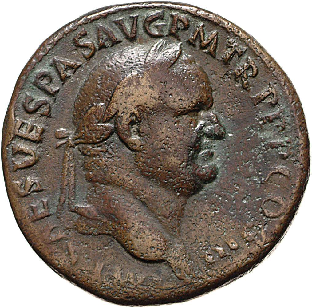 RIC II, Part 1 (second edition) Vespasian 239 Vespasian obverse, Head of Vespasian, laureate, right