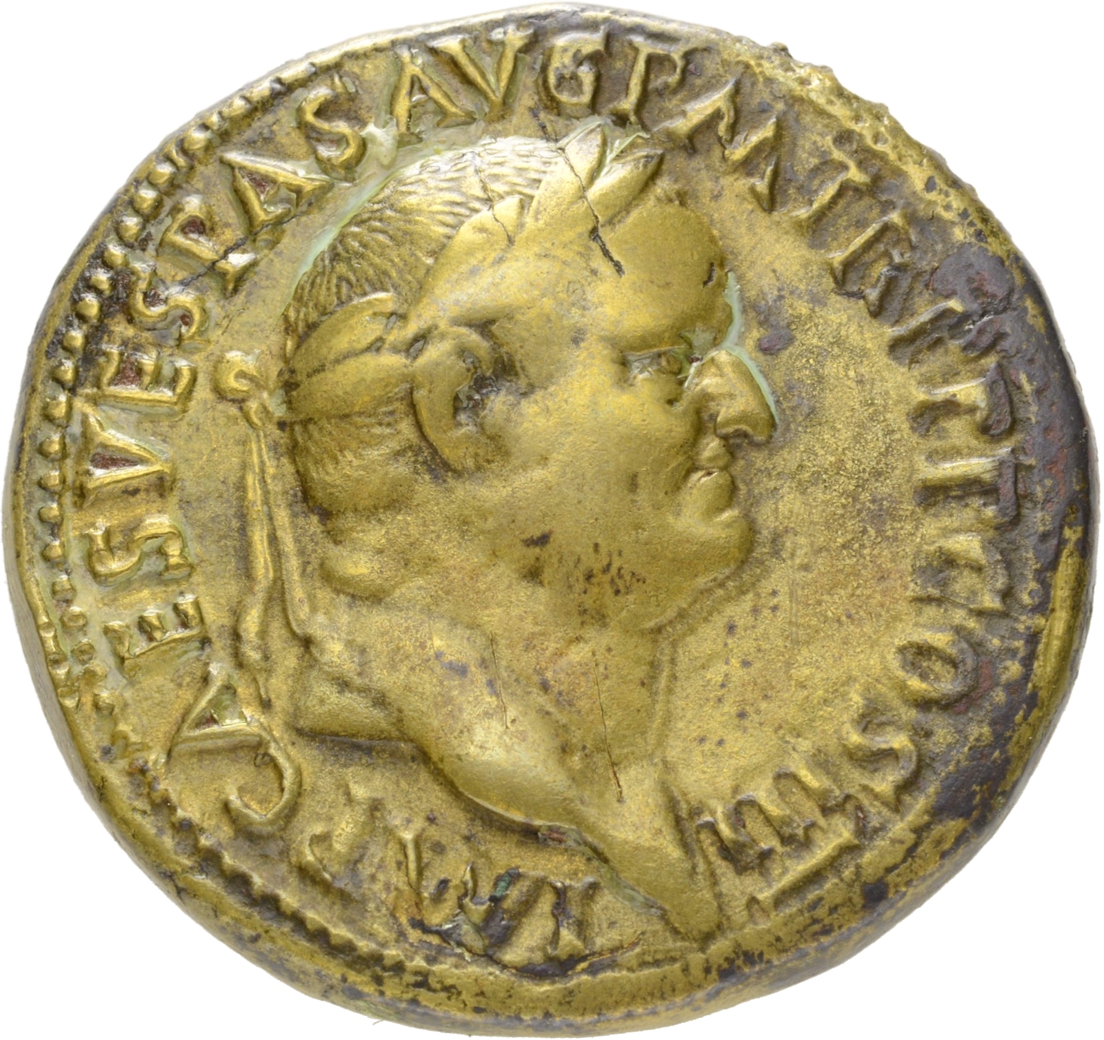 RIC II, Part 1 (second edition) Vespasian 243 Vespasian obverse, Head of Vespasian, laureate, right