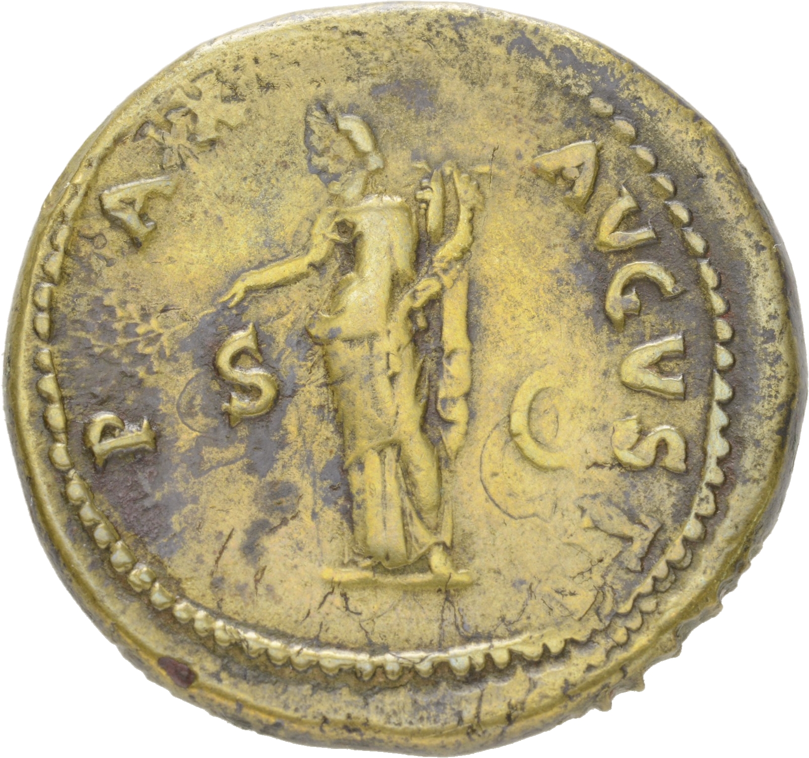 RIC II, Part 1 (second edition) Vespasian 243 Vespasian reverse, Pax standing left, holding branch and cornucopiae