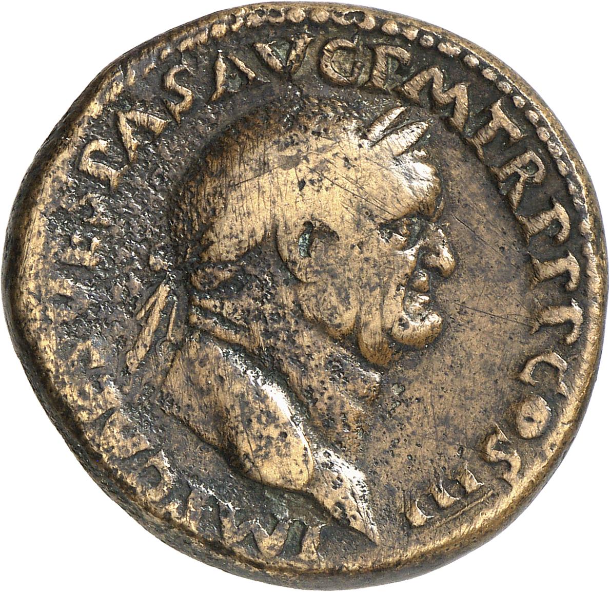 RIC II, Part 1 (second edition) Vespasian 244 Vespasian obverse, Head of Vespasian, laureate, right