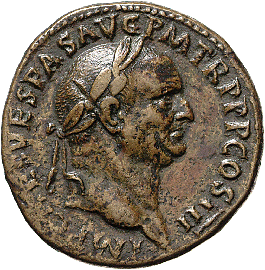 RIC II, Part 1 (second edition) Vespasian 245 Vespasian obverse, Head of Vespasian, laureate, right