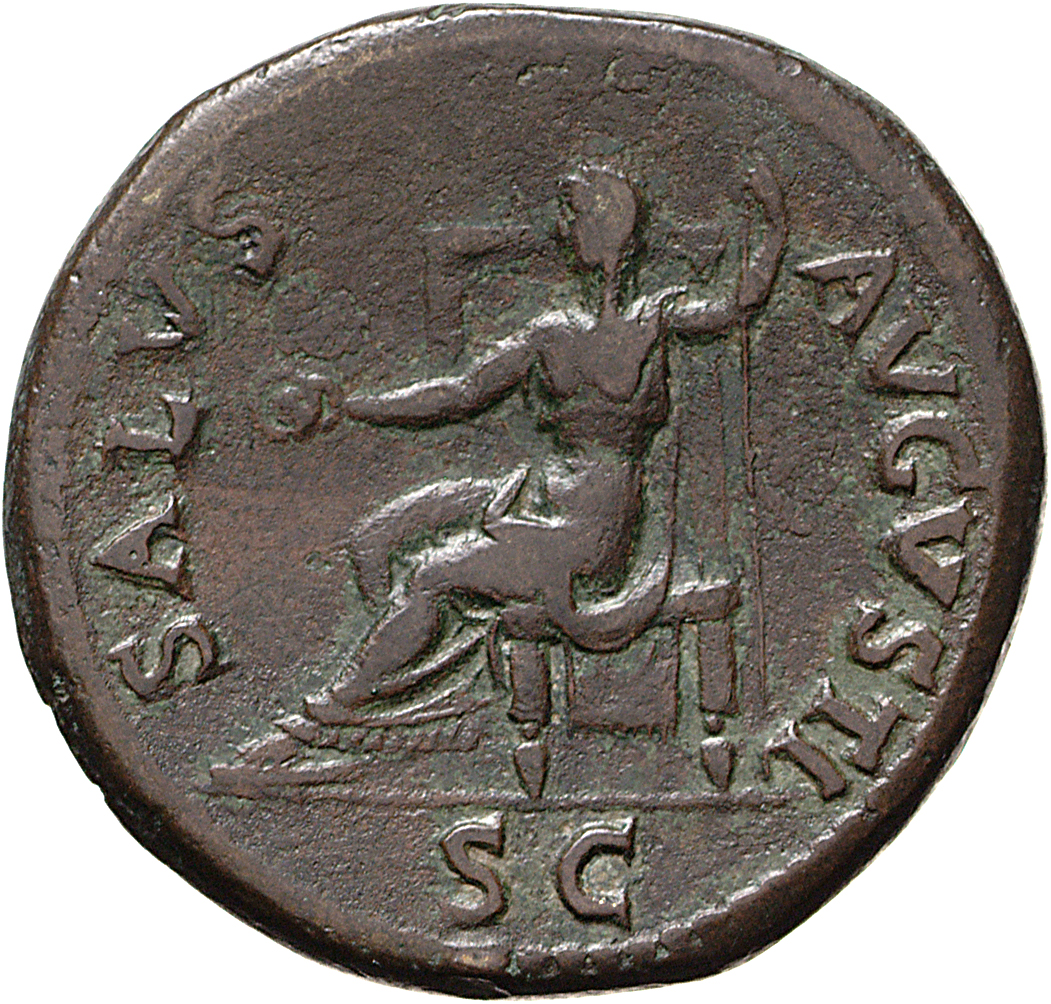 RIC II, Part 1 (second edition) Vespasian 246 Vespasian reverse, Salus seated left, holding patera and sceptre